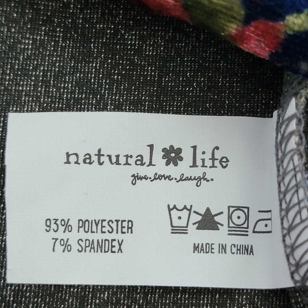 Natural Life Velvet Top Womens XL Blue Floral Excellent Square Neck Long Sleeve - Picture 5 of 7
